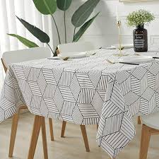 Amazon Com Sastybale Rectangle Tablecloth Geometric Style Cotton Linen Table Cloth Dust Proof Table Cover For In 2020 Table Top Decor Table Cloth Living Room Leather