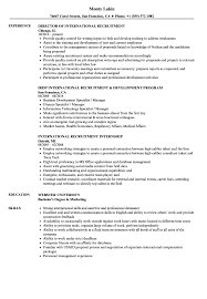 Like the international resume samples on this page, your resume will begin with your name and contact information, which should be prominently displayed at the top of the page. International Recruitment Resume Samples Velvet Jobs