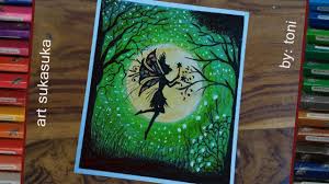 Download now menggambar dan mewarnai pemandangan alam sawah dan gunung. Cara Menggambar Peri Dan Pemandangan Malam Gambar Step By Step With Oil Gambar Seni Cara Menggambar