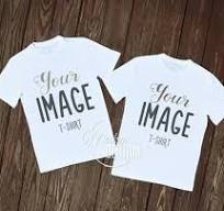 Matching Couple Twin Blank White T-Shirts Clothing Design Mockup, Stock  Photography, Mock Up Shirt, Top View Wood Background, JPG Template