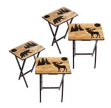 Pj wood tv tray table 2. Moose And Bear U S Made Tv Trays Set Of 4