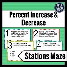 Percent Increase And Decrease Stations Maze Activity High School Math Lesson Plans Math Word Problems Word Problems