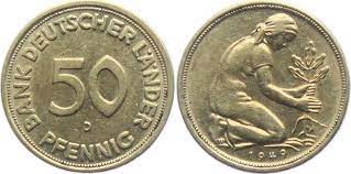 50 pfennig bank deutscher lander. Deutschland Brd 50 Pfennig 1949 D Bank Deutscher Lander Ef Ma Shops