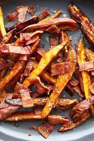 Maple Glazed Sweet Potato Wedges With Bacon Recipe Recipe Recipes Greenbean Casserole Recipe Bacon