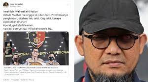 Beredar video penyidik senior kpk novel baswedan selepas menjalani operasi mata di singapura. Dituduh Provokatif Soal Kematian Maaher Novel Kpk Disuruh Baca Ayat Ini