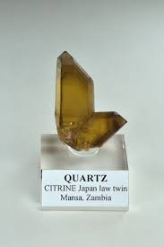Quartz Var Citrine Japan Law Twin Mansa District Luapula Province Zambia Size 25 X 35 X 8 Mm Crystals And Gemstones Mineral Stone Crystals
