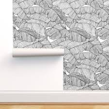 Banana Leaf Black And White White And Gold Decor Banana Leaf Wallpaper Black And White Leaves