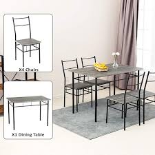 Welcome to antique tables and chairs. Mecor 5 Piece Dining Table Set Vintage Wood Tabletop Kitchen Table W 4 Chairs With Metal Frame Grey Walmart Com Walmart Com