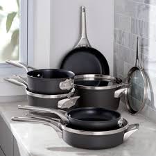 Calphalon Stackable 10 Piece Cookware Reviews Crate And Barrel Calphalon Cookware Induction Cookware Cookware Set