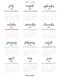 2022 2023 calendar free printables world of printables