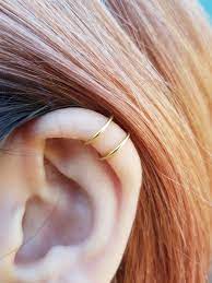 Tiny Double Lines Wrap Ear Cuff Criss Cross Ear Cuff Fake Piercing No Piercing Double Lines Cuff Small Upper Ear Cuf Ear Piercings Fake Piercing Spike Earrings