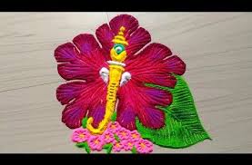 Ganesh Chathurthi Rangoli Designs With Flowers