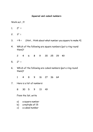 Cubed is x3, or x times x times x. Squared And Cubed Numbers Worksheet Teaching Resources