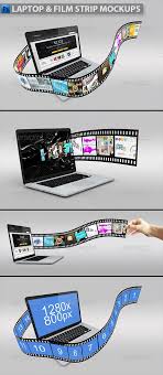 Laptop With Film Strip Mockup Film Strip Logo Reveal Macbook Mockup
