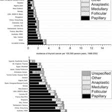 Follicular thyroid cancer happens more. Incidence Rates Of Thyroid Cancer By Subtype For Men Per 100 000 Download Scientific Diagram
