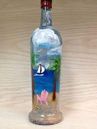 Handpainted Bottle Beach Scene Wine Bottle Diy Wine Bottle Art Bottle Crafts