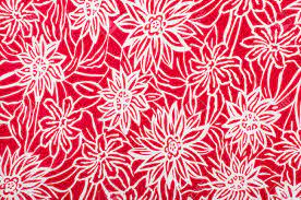 The red and green floral pattern enjoys great compatibility with the white background here. White Floral Pattern On Red Fabric Graphic Red Flowers Print Stock Photo Picture And Royalty Free Image Image 43966001