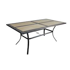 Garden Treasures Folcroft 39 84 In W X 71 5 In L 6 Seat Brown Steel Patio Dining Table With A Tile Tabletop Lowes Com Rectangle Dining Table Table Garden Bed Patio Table Set