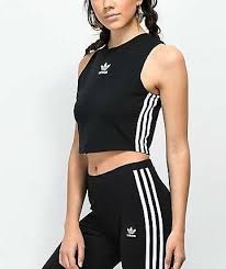 Adidas Crop Tank Top Black Adidas 3 Stripe Trefoil Black Crop Tank Top Adidas Crop Top Black Crop Top Tank Black Cropped Tank
