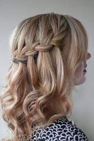 7 Inspirations Braided Hairstyles For Kids Short Curly Hair Waterfall Braid Hairstyles Braids For Short Hair Short Hair Updo Short Curly Hair