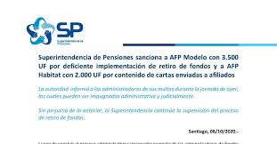 Si vives en el extranjero puedes realizar la solicitud de retiro de tu 10% a través de un consulado de chile y recibir el dinero en tu cuenta bancaria extranjera. Comunicado Sp Sanciones A Afp Por Retiro 08 10 2020 Pdf Docdroid