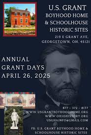 Save the dates: Historical Society Presentation April 24, 2025 @7:30pm  School Days at the Homestead & School April 25, 2025 Annual Grant Days:  More Seldom Told Stories with Curt Fields as Grant
