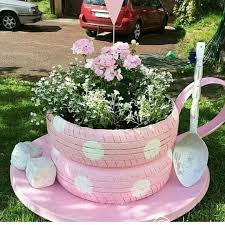 Birdies Raised Garden Beds Instructions Teacup Planter Made With Old Tires These Are The Best Garden Ideas Garden Projects Tire Garden Amazing Gardens