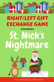 North pole freeze dance party guests play freeze dancing on a floor remove any popped balloon pieces right away. Left Right Gift Game Saint Nick S Nightmare Christian Camp Pro