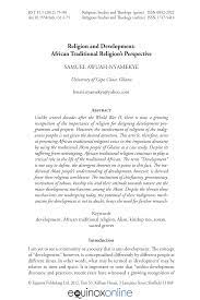 Here is a brief overview of russian customs. Pdf Religion And Development African Traditional Religion S Perspective