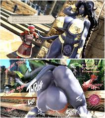 1futa 1girls bikini armor caption casual exposure casual nudity  cum in pussy draenei draenei futa female femsub final fantasy final fantasy  xiv futa giantess futa on female futa sans