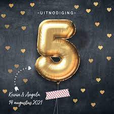 Uitnodiging Huwelijk Jubileum 5 Jaar Ballon Kaartje2go