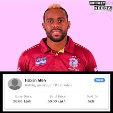 Batting allrounder • west indies. Fabian Allen Sold To Srh Ipl 2020 Auction Ipl Auction West Indies