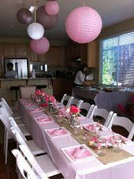 Juna S Baby Shower Table Setting Theme Pink Tan White And Elephants Baby Shower Table Decorations Baby Shower Table Baby Shower Table Set Up
