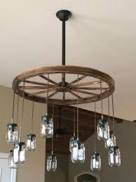 Wagon Wheel Chandelier Mason Jars Wagon Wheel Light Home Decor Kitchen Wagon Wheel