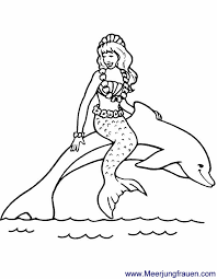 Ausmalbild Malvorlage Meerjungfrau Reitet Auf Delfin Für Kinder
