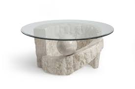 Ponte Vedra Opulence Natural Mactan Stone Glass Round Cocktail Table Round Cocktail Tables Stone Coffee Table Coffee Table