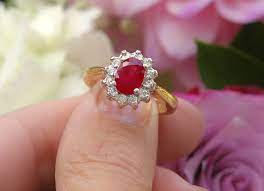 Browse custom ruby engagement rings from gemvara. Natural Genuine Ruby And Diamond Halo Ring In 14k White And Yellow Gold Gr 5786
