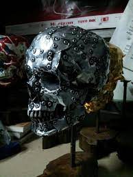 An Experimental Skull From Sheet Metal And Rivets Sheet Metal Art Scrap Metal Art Metal Tree Wall Art