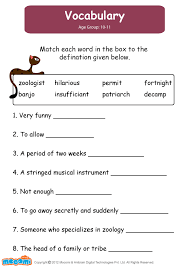 vocabulary worksheet for kids mocomi
