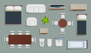 Kitchen & dining room furniture. Premium Vector Vector Top View Illustration Of Modern One Bedroom Apartment Detailed Architectural Plan Of Dining Room Combined With Kitchen Bathroom Bedroom Home Interior