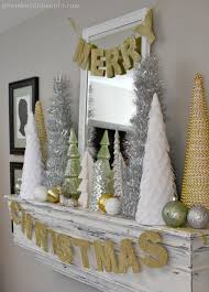 Silver Gold And Green Christmas Mantel A Wonderful Thought Gold Christmas Decorations Christmas Mantel Decorations Silver Gold Christmas