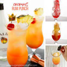 Add equal parts of malibu rum, cranberry juice and pineapple juice and stir. Coconut Rum Punch With Video Sugar Spice And Glitter