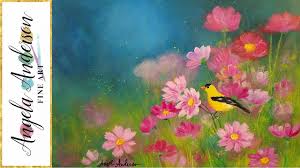 Maybe you would like to learn more about one of these? Simple Step By Step Acrylic Painting Field Of Flowers With Bird Live Tut Painting Flower Painting Learn To Paint