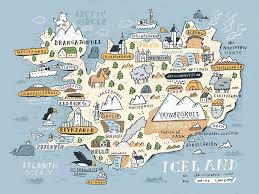 Karte von island mit der hauptstadt reykjavík. Iceland Map Iceland Map Island Reise Karte Island Illustrierte Karten