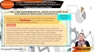 Komitmen, keazaman dan ketabahan dorongan untuk berjaya dan berkembang maju orientasi kepada peluang. Topik 05 Persediaan Menjadi Usahawan Jom Tuisyen