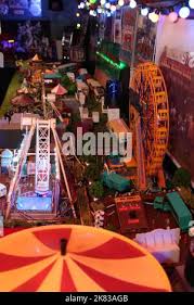 Eddie Pollock from Ayr, Ayrshire, Scotland who collects model fairground  trucks and model fairgrounds, also an avid Rolling Stones fan Stock Photo