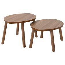 The distinctive grain pattern in the walnut veneer gives each table a unique character. Stockholm Nesting Tables Set Of 2 Walnut Veneer Ikea