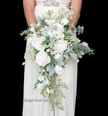 Cascading bouquets are having a bit of a moment right now. Top 10 White And Green Wedding Bouquet Ideas You Ll Love Oh Best Day Ever Green Wedding Bouquet White Wedding Flowers Bouquet Flower Bouquet Wedding