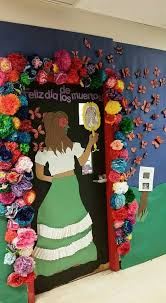 Dia De Los Muertos Door Decoration By Maranda Stewart Spanish Classroom Decor Teacher Door Decorations Classroom Decorations