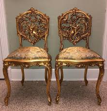 Extraordinary True Pair Of Side Chairs Sculpted In The 18th Century The Seat Backs Are Hand Carved Wood In The Antique French Furniture Chair Side Chairs
